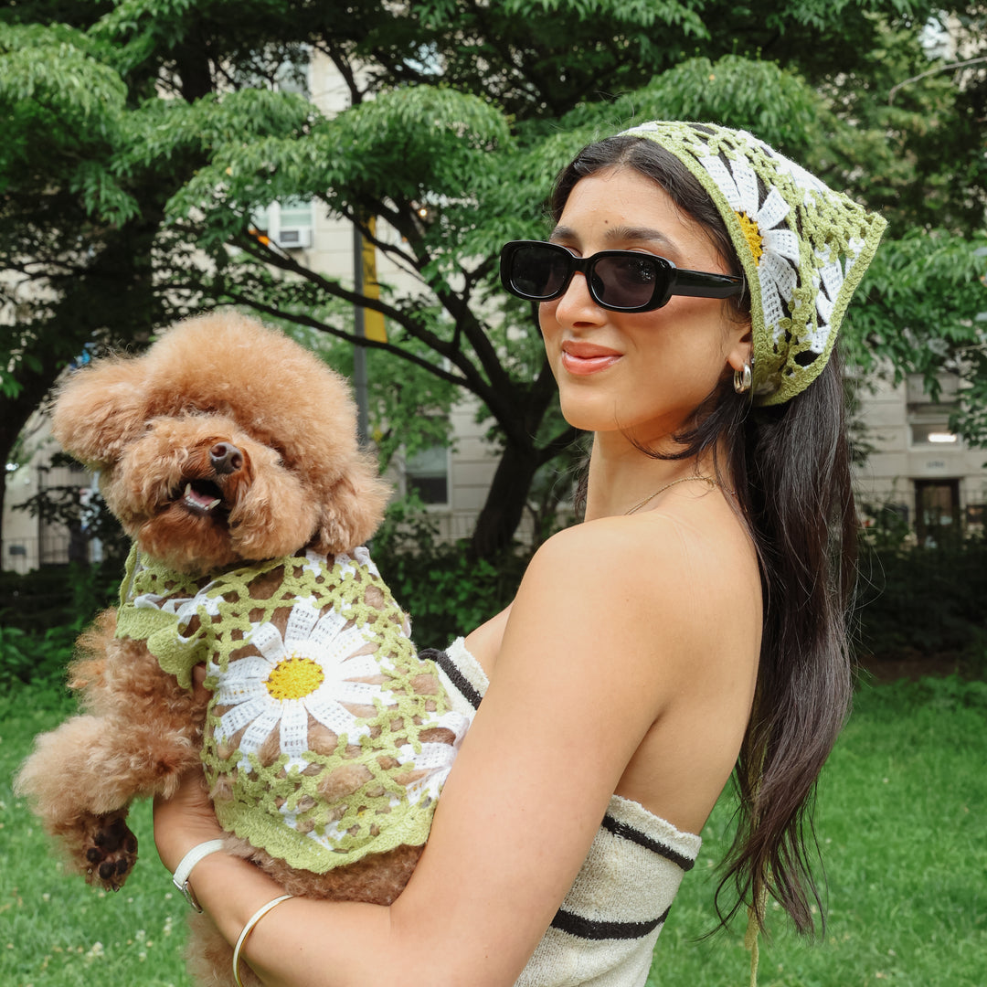 Sunshine Crochet Bundle, Matching Dog Top and Bandana Set