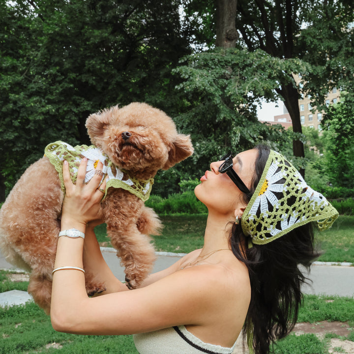 Sunshine Crochet Dog Bandana, Handmade Knit Pet Accessory