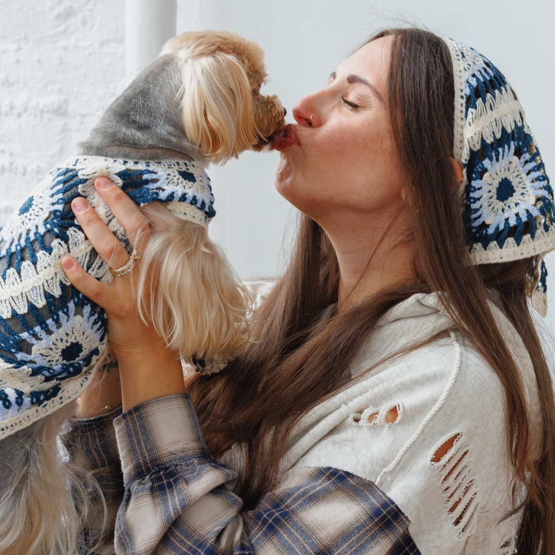 Nazar Crochet Dog Bandana, Handmade Knit Pet Accessory