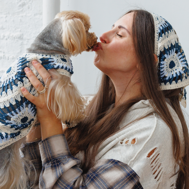Nazar Crochet Dog Bandana, Handmade Knit Pet Accessory