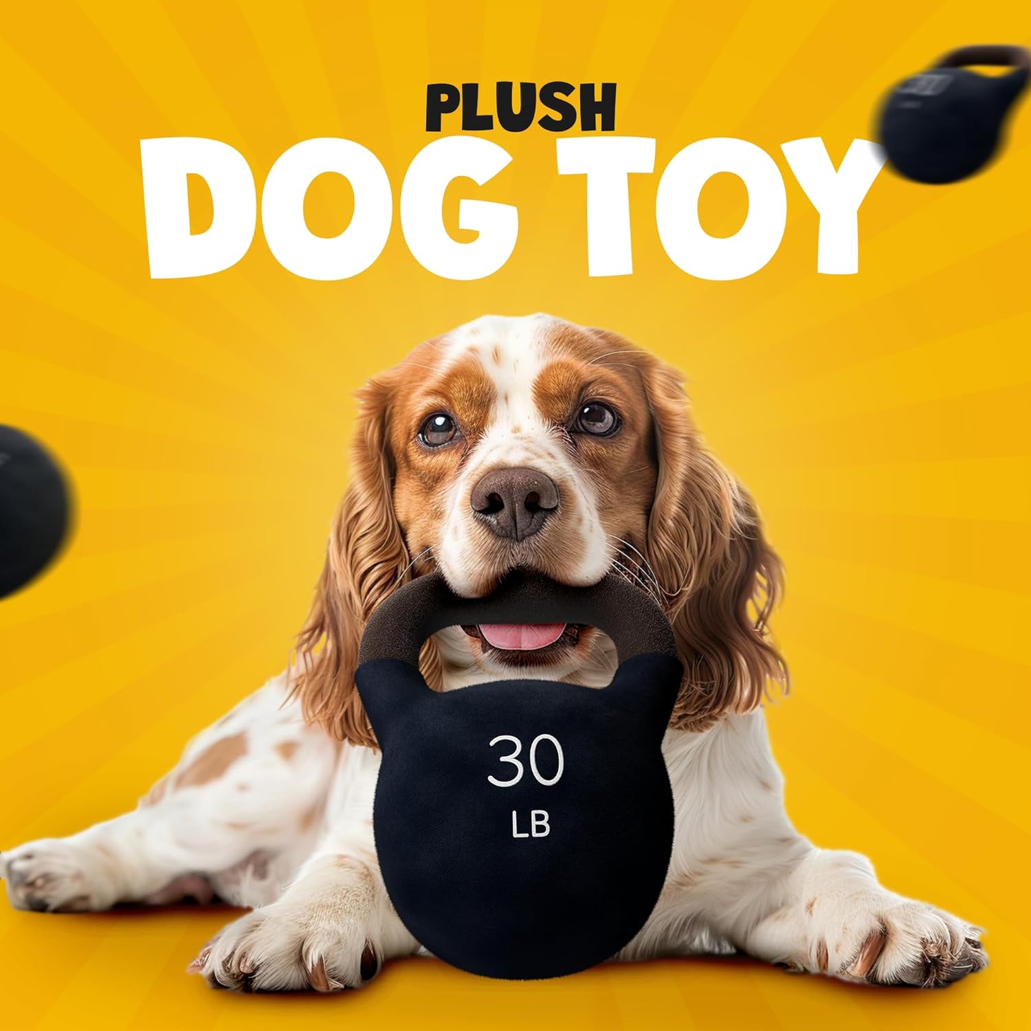 Kettlebell plush dog toy