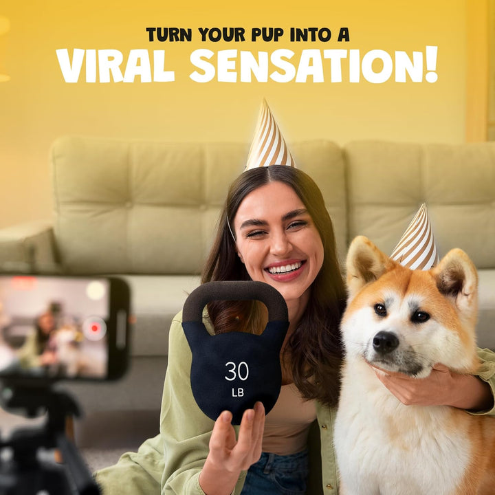 Kettlebell Plush Dog Toy with Squeaker