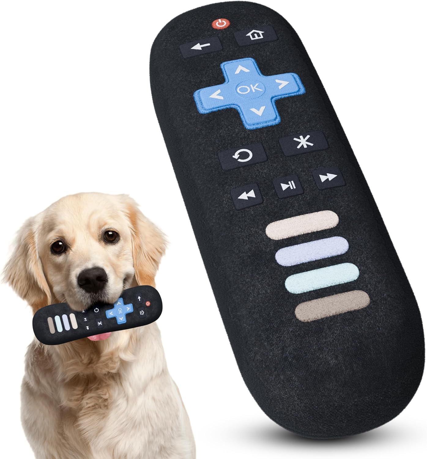 TV Remote squeaky plush dog toy